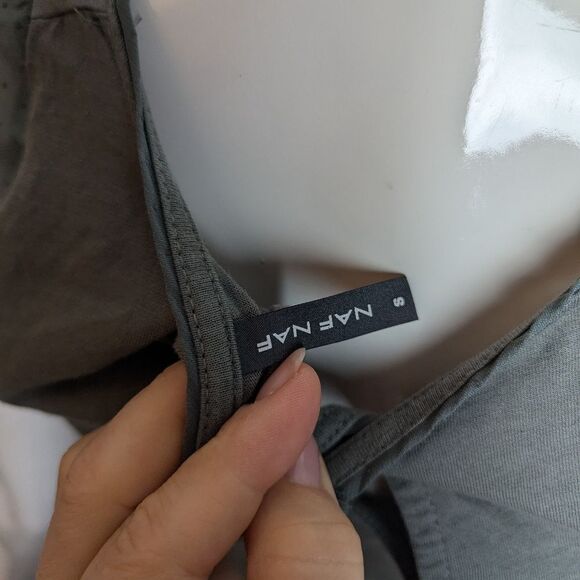 Naf Naf Sheer Sleeve Keyhole Back Top – Size Small - Picture 9 of 12